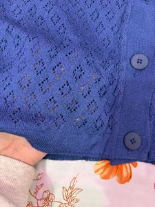 Blue Knit Cardigan with Buttons