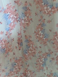 CREAMY WHITE FLORAL PRINT DRESS WITH PUFFY SLEEVES