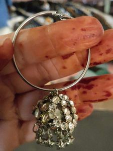 Diamond Stud Jhumki In Hoops