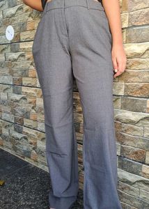 Gray Wide Leg Dress Pants