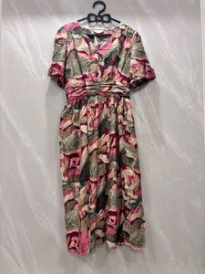 Vintage Print Midi Dress
