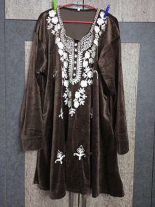 Beautiful Embroidered Velvet Kurta Set