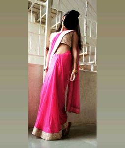 Pink Saree With Blouse Piece