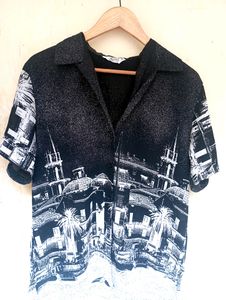Black Korean Aesthetic Button Up Shirt Top (Women)
