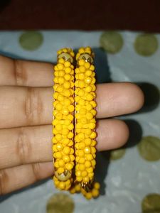Yellow Beaded Bangle Set