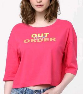 VERO MODA Women's Round Neck Pink T-shirt
