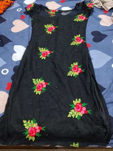 Embroidered Black Dress