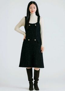 korean Chic Black Pinafore Dress
