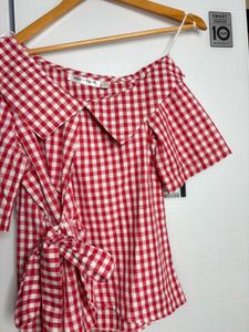 Red Gingham Tie-Front Top