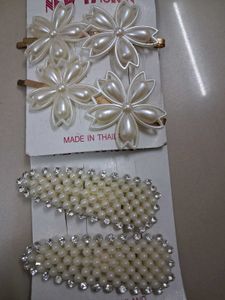 Pearl Flower Hair Clips 2 Pairs IMPORTED