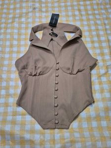 Brown Chic Look Corset Top