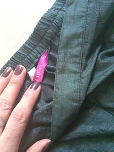 Branded Bottle Green Kurta With Plazzo Dupatta