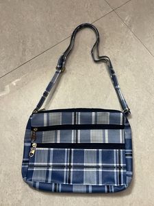 Blue Plaid Crossbody Bag