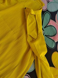Yellow Cold Shoulder Top