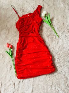 Red One-Shoulder Bodycon Dress