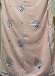 Baby Pink Colour Saree With Stitched Blouse