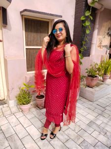 Women Red Designer Suit