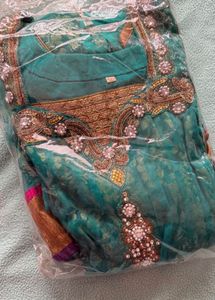 Green Embroidered Dress With Paijama &amp; Duptta