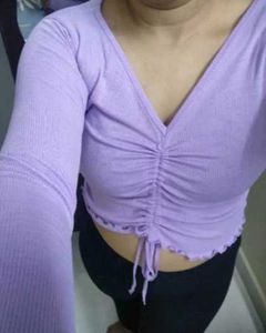 Purple Long Sleeve Crop Top