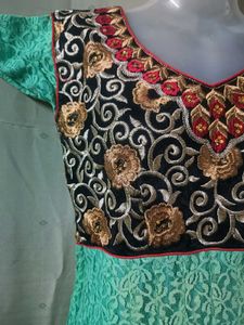 Size 38 Bust. Velvet Embroidery Long Frock