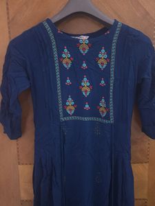 Navy Embroidered Kurti