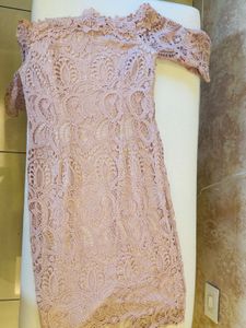 Elegant Pink Lace Off-Shoulder Dress