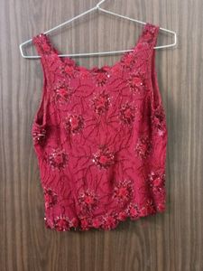 Red Party Wear Heavy Work Top