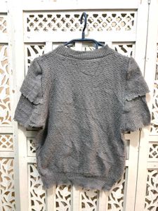 🎀BUY1 GET1 FREE Gray Knit Short Sleeve Top C