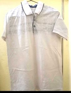 White Patterned Polo Shirt