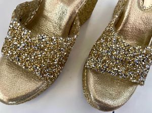 Golden Bridal Wedges