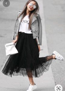 Black Lace Trim Layered Skirt