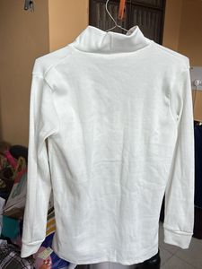 White Long Sleeve Zipper Top