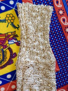 White And Golden Mix Shimmer Woolen Party Wear Top