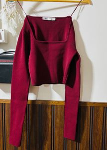 Zara Dark Brown Crop Top