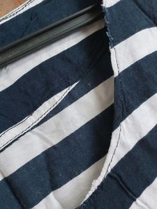 Black and white cotton striped Tunic top Daily wea