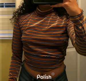 New with tag Korean Striped Turtleneck Long Sleeve