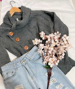 B2G2 🎁 Pinterest Stylish Grey Knit Sweater E