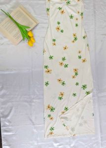 Floral Strapless Side-Slit Dress
