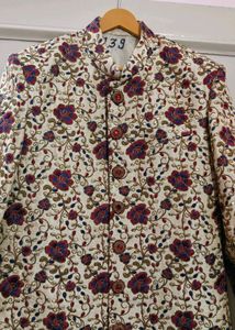 Rad+Blue Floral Design Sherwani