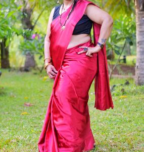 satin Elegant Red Saree