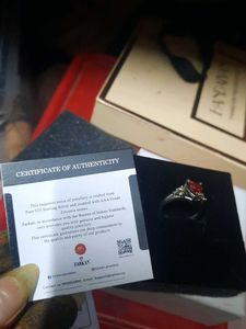 HALL MARK SILVER RED HEART RING