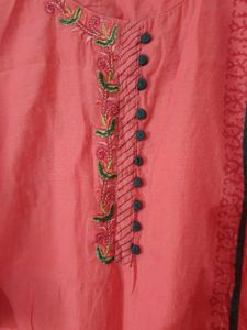 Coral Embroidered Kurti