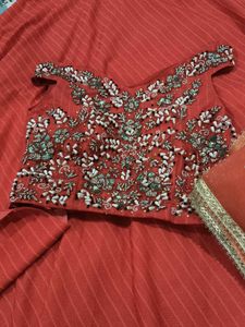 🧡 Carrot colour Off shoulder lahenga 🧡