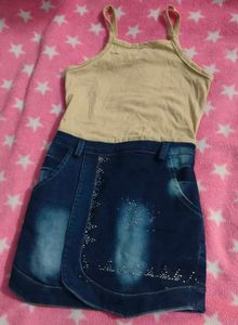 Denim Skirt Set with Jacket