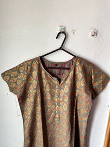 Grey With Golden Cotton Kurta