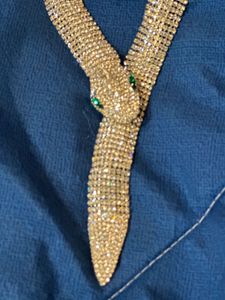 Designer White Zircons Studded Snake Necklace