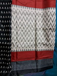 Brand New Black and White Ikat Saree