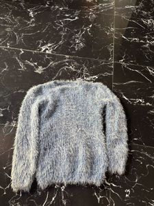 Fluffy Blue Knit Sweater