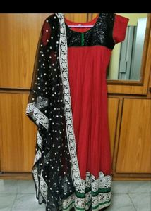 Elegant Red Anarkali Kurta Set