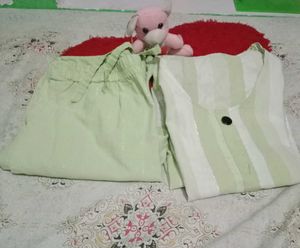 Green &amp; White Striped Outfit
